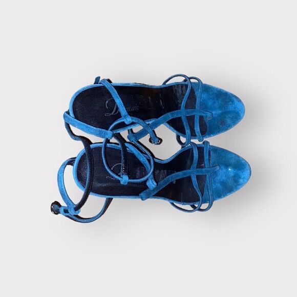Delman Blue Suede Sandals Shoe Size 9 - Picture 4 of 7